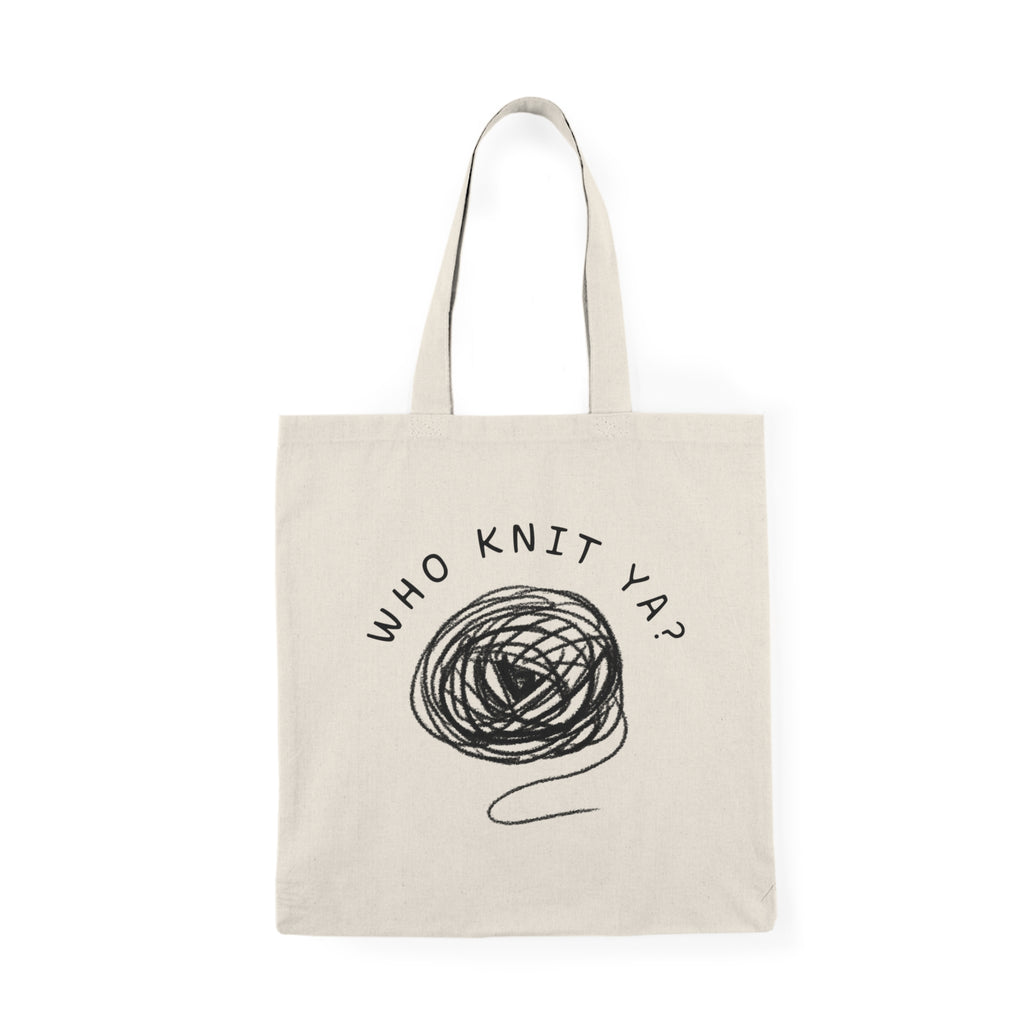 Who Knit Ya? – Newfoundland Slang Tote Bag (Doodle Edition)