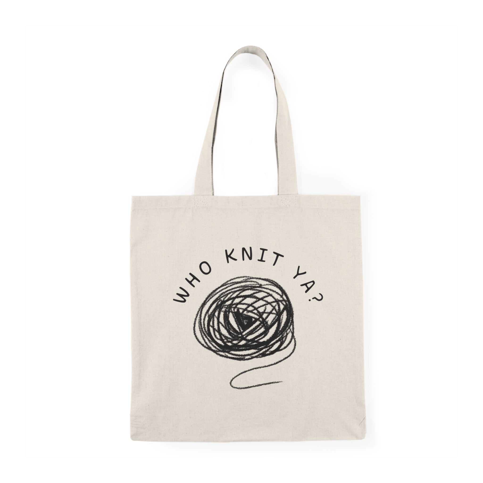 Who Knit Ya? – Newfoundland Slang Tote Bag (Doodle Edition)