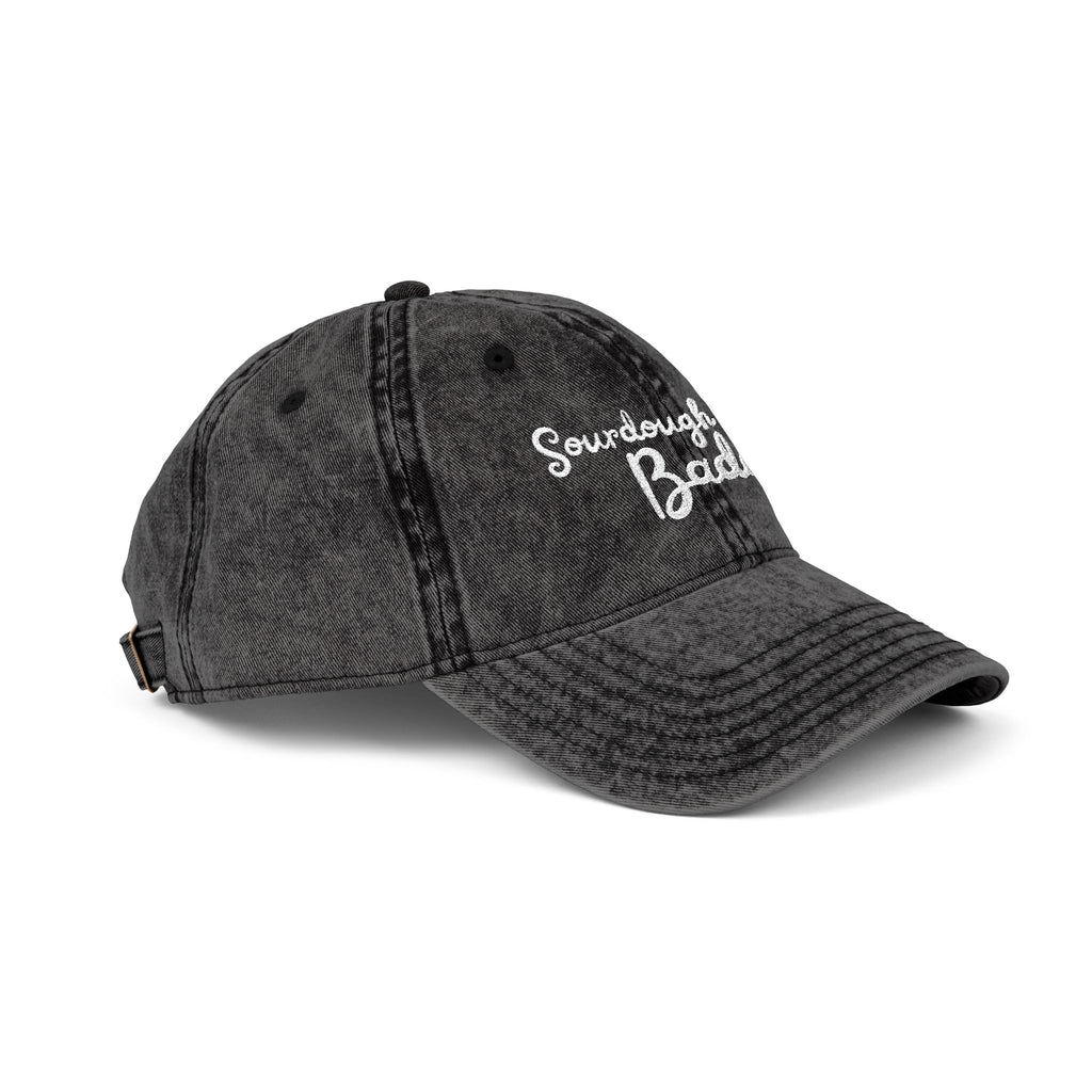 Sourdough Baddie – Newfoundland Slang Embroidered Cap (Acid Wash Black)