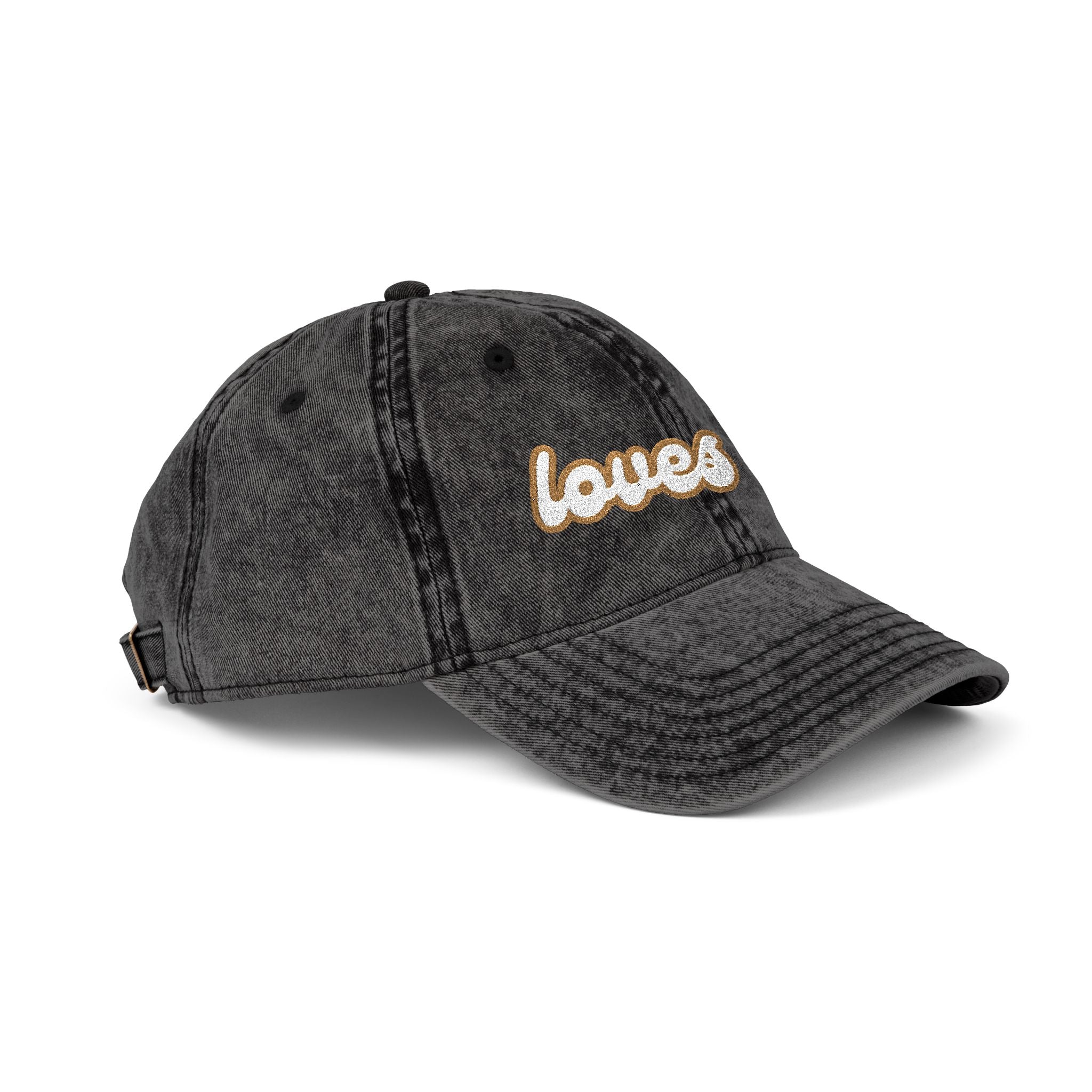 Loves It' – Newfoundland Slang Embroidered Cap (Acid Wash Black)