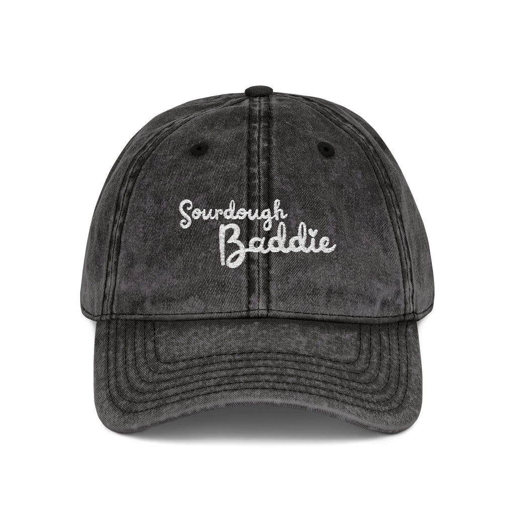 Sourdough Baddie – Newfoundland Slang Embroidered Cap (Acid Wash Black)
