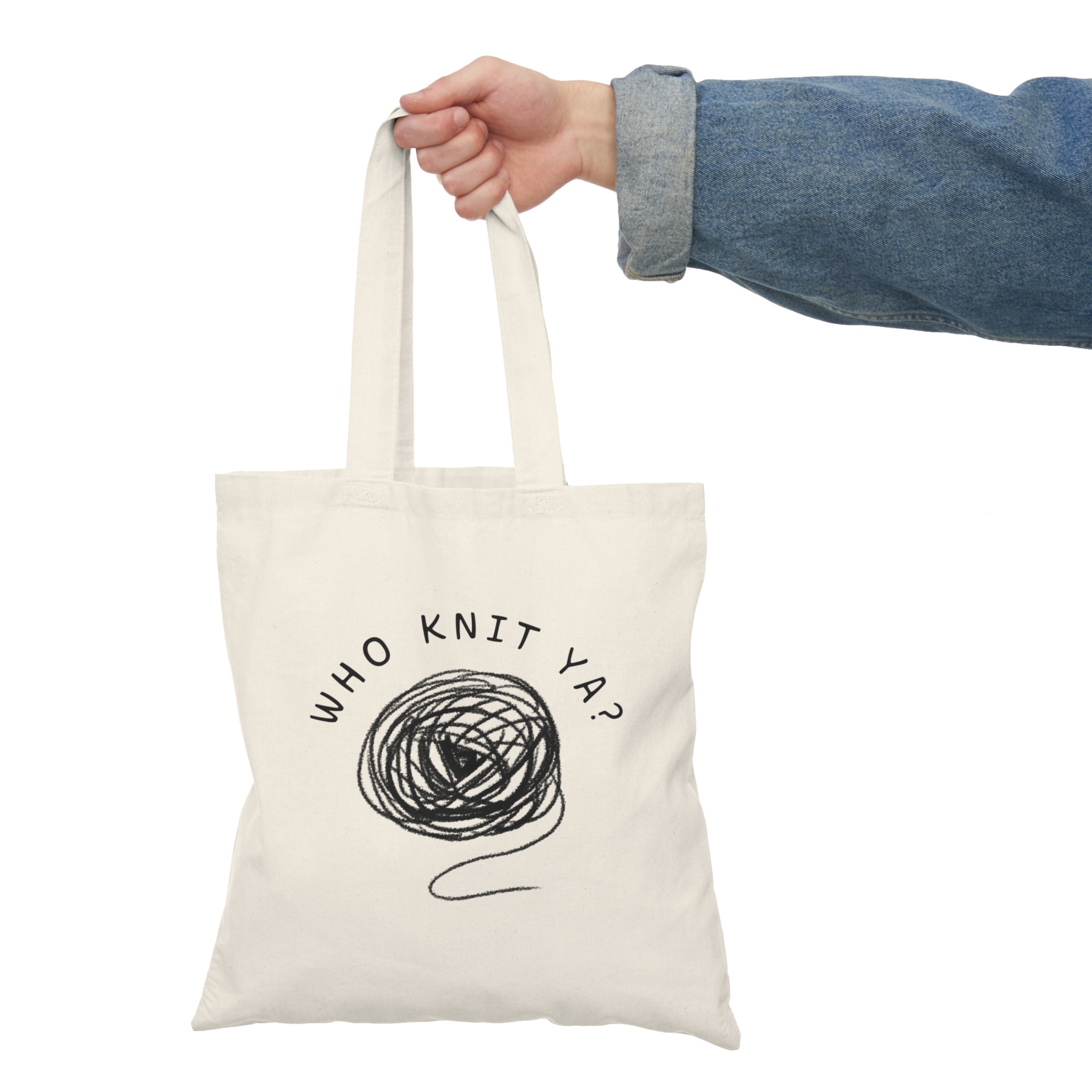 Who Knit Ya? – Newfoundland Slang Tote Bag (Doodle Edition)
